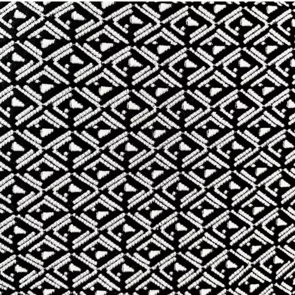 Geometric Structured Square Neck Fitted Black Whi… - image 5